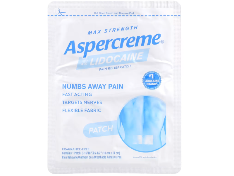 Aspercreme Lidocaine Pain Relief Patch, Fragrance Free, Pack Of 5