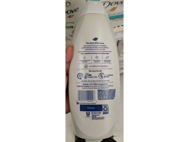 Dove Nourishing Body Wash, Sensitive Skin, 22 fl oz/650 mL
