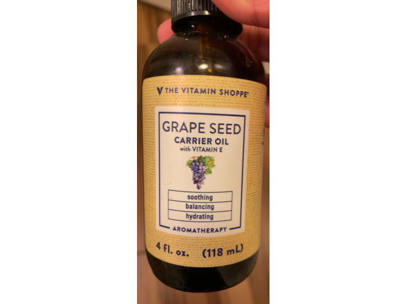 The Vitamin Shoppe Aromatherapy Grape Seed Carrier Oil, Vitamin E, 4 fl oz/118 mL