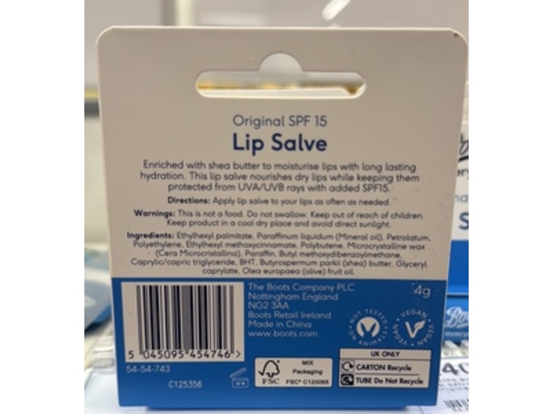Boots Everyday Original Lip Salve, SPF 15, 4 g