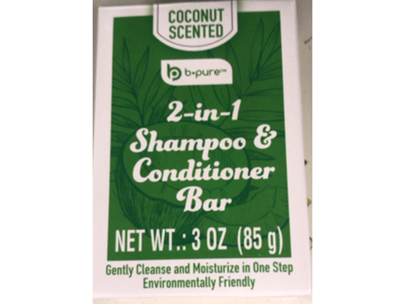 b.Pure 2-In-1 Shampoo & Conditioner Bar, Coconut Scented, 3 oz/85 g