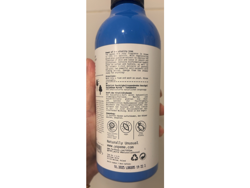 Yope Natural Moisturising Shower Gel, Guaiac Tree, 13.5 fl oz/400 mL