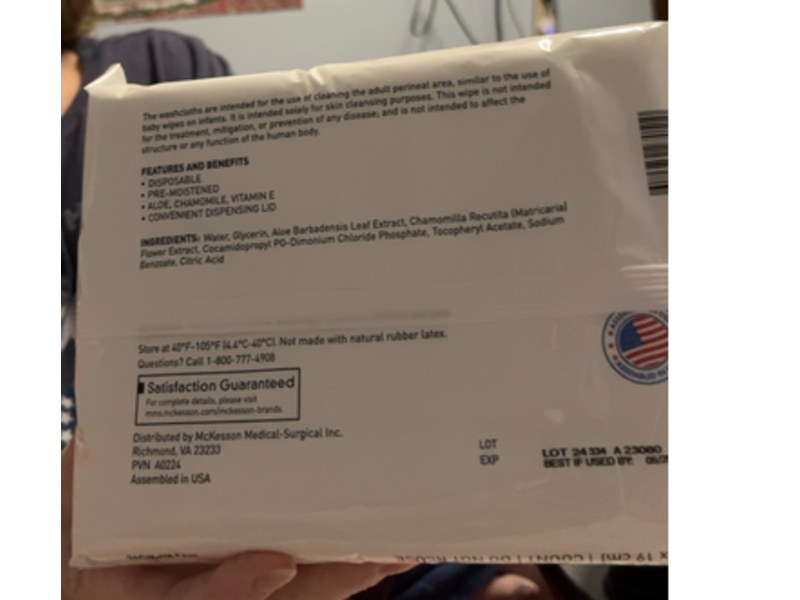 Mckesson Washcloths Cleansing Wipes, Count 96, Pack Of 3