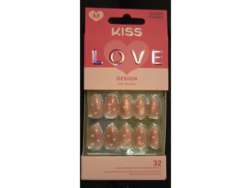 Kiss Love Design On Trend Nails, 22336 Pink, 0.07 oz/2 g, 32 Counts