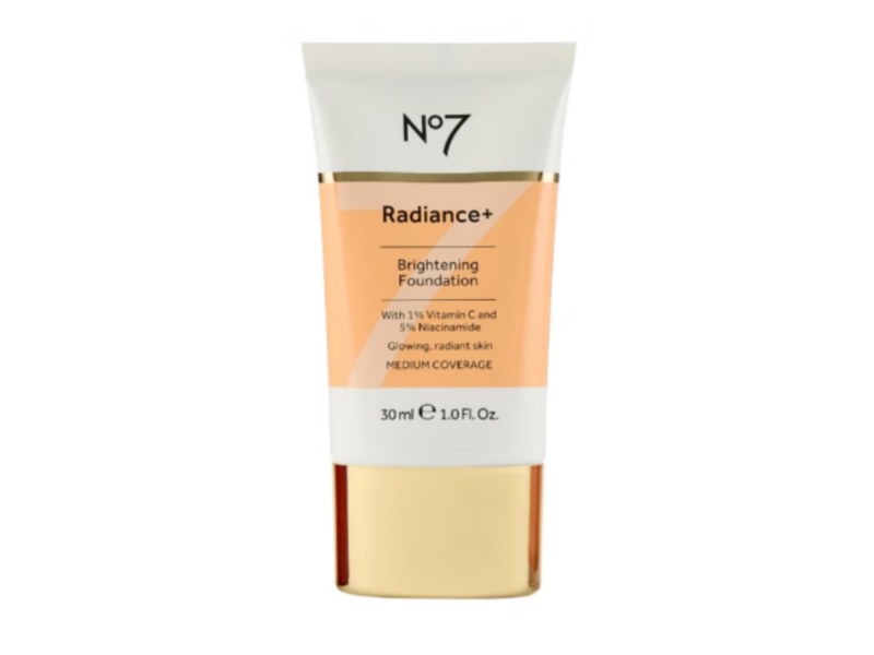 No7 Radiance+ Brightening Foundation, Creme, 1% Vitamin C & 5% Niacinamide, 12 M, 1.0 fl oz/30 mL