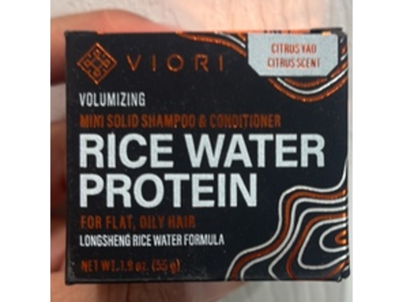 Viori Rice Water Protein Volumizing Mini Solid Shampoo & Conditioner, Citrus Scent, 1.9 oz/55 g