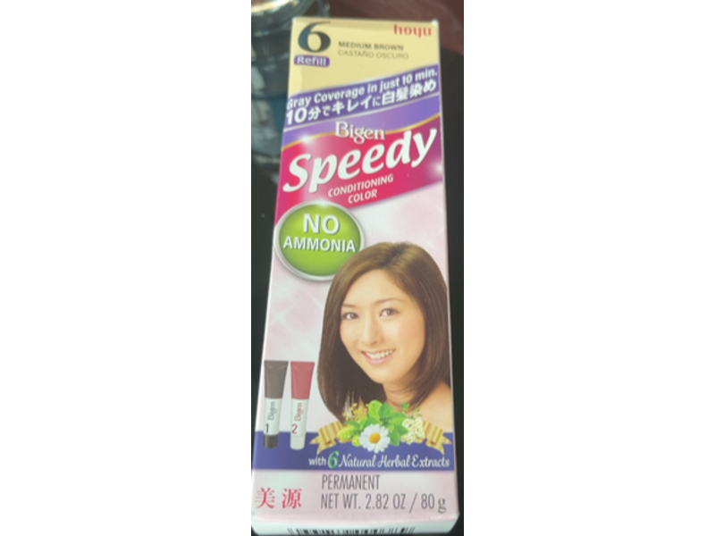 Bigen Speedy Conditioning Permanent Color Refill, 6 Medium Brown, 2.82 fl oz/80 g