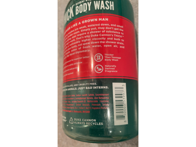Duke Cannon Supply Co. Thick High - Viscosity Body Wash, Naval Diplomacy, 17.5 fl oz, Pack Of 3