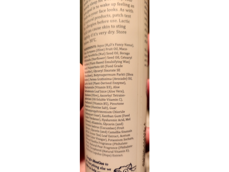 MooGoo Night Restoration Cream, Hyaluronic & Lactic Acid, 2.6 oz/75 g