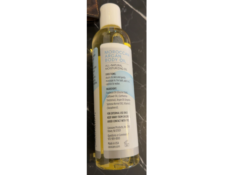 Cococare All-Natural Moisturizing Body Oil, Moroccan Argan, 8.5 fl oz/250 mL