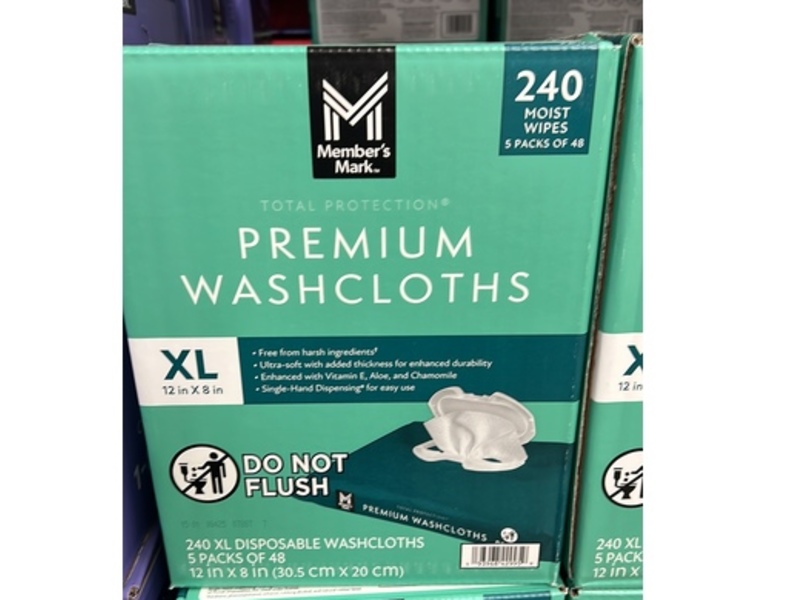 Member's Mark Premium Washcloths Wipes, 240 Count, Pack Of 5