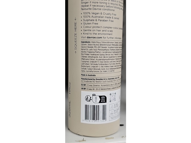 Davroe Blonde Senses Platinum Shampoo, 325 mL