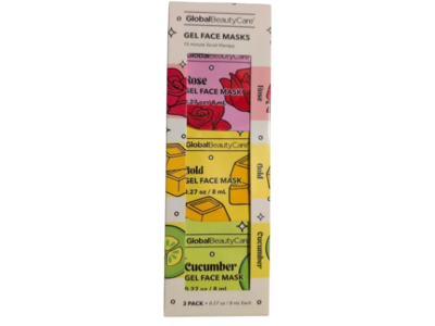 Global Beauty Care Gel Face Masks Set, Rose + Gold + Cucumber, 0.27 oz/8 mL, Set Of 3