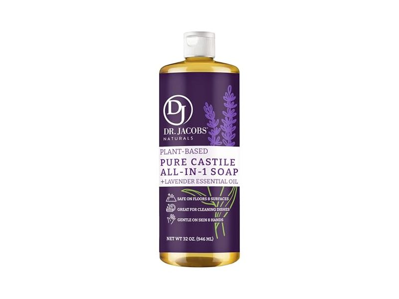 Dr. Jacobs Naturals Pure Castile All-In-1 Soap, Lavender Essential Oil, 32 oz/946 mL