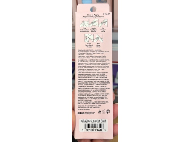 Dashing Diva Glaze LED Semi-Cured Gel Nail Strips, Suns Out Swirl, 32 Count