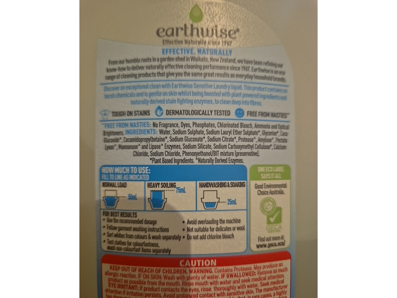Earthwise Sensitive Laundry Liquid, 40 Loads, 2 L