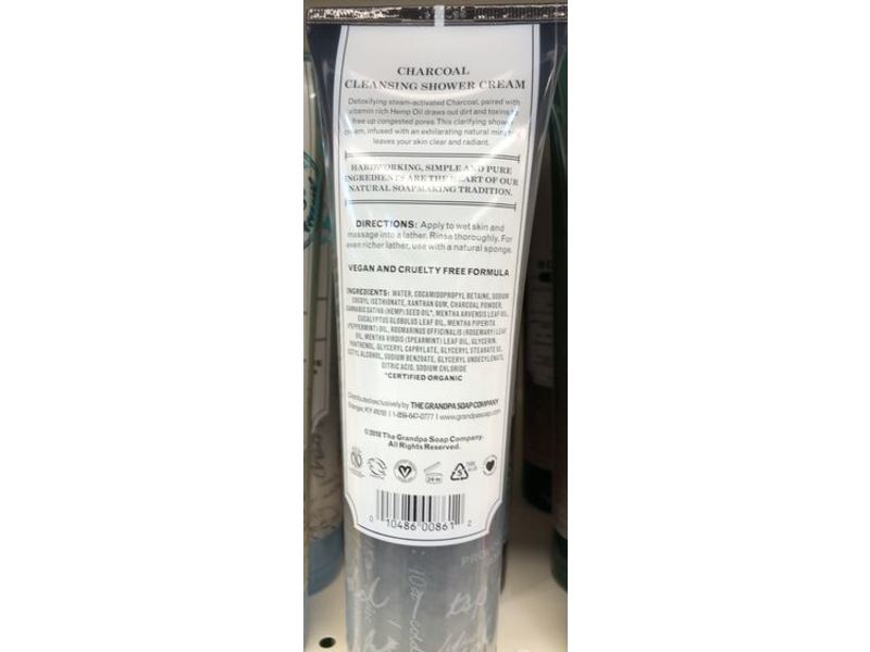 The Grandpa Soap Co Charcoal Cleansing Shower Cream, Detoxifying, 9.5 fl oz / 280 mL