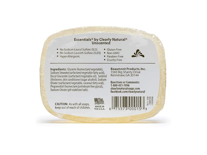 Essentials Glycerine Soap , Unscented, 4 oz/113 g