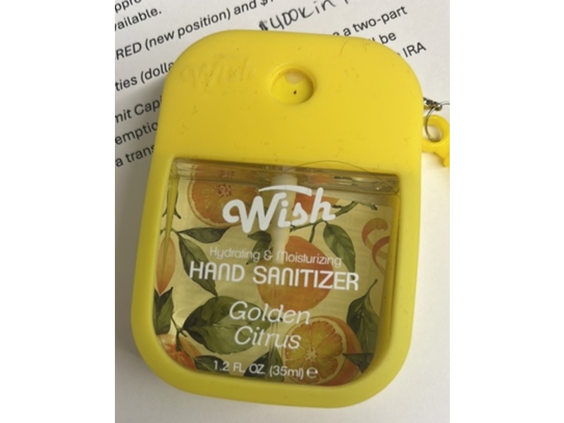 Wish Hand Sanitizer, Golden Citrus, 1.2 fl oz/35 mL