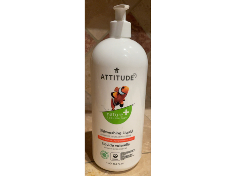 Attitude Liquid Dishwashing, Pink Grapefruit & Pampemousse Rose, 33.8 fl oz/1 L, Pack Of 6
