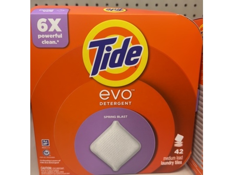 Tide Evo Detergent Laundry Tiles, Spring Blast, 42 Loads