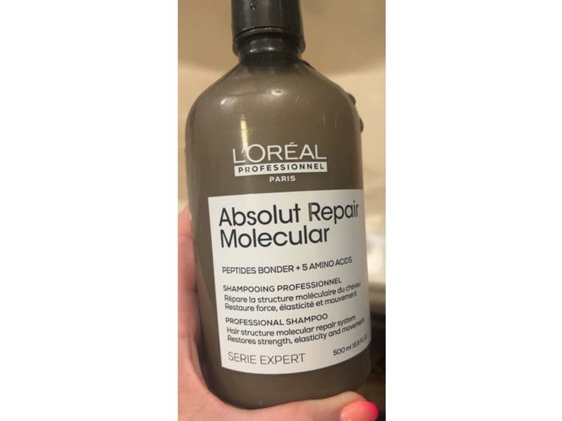 L'Oreal Absolut Repair Molecular Shampoo, Peptides Bonder + 5 Amino Acids, 16.9 fl oz/500 mL