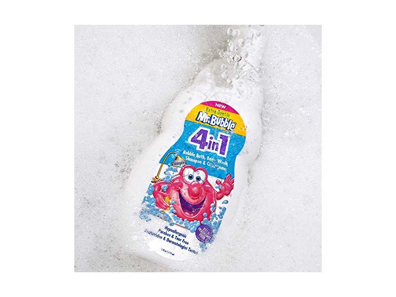 Mr. Bubble 4 in 1 Bubble Bath, Body Wash, Shampoo & Conditioner, 16 fl oz / 473 ml, Pack of 4