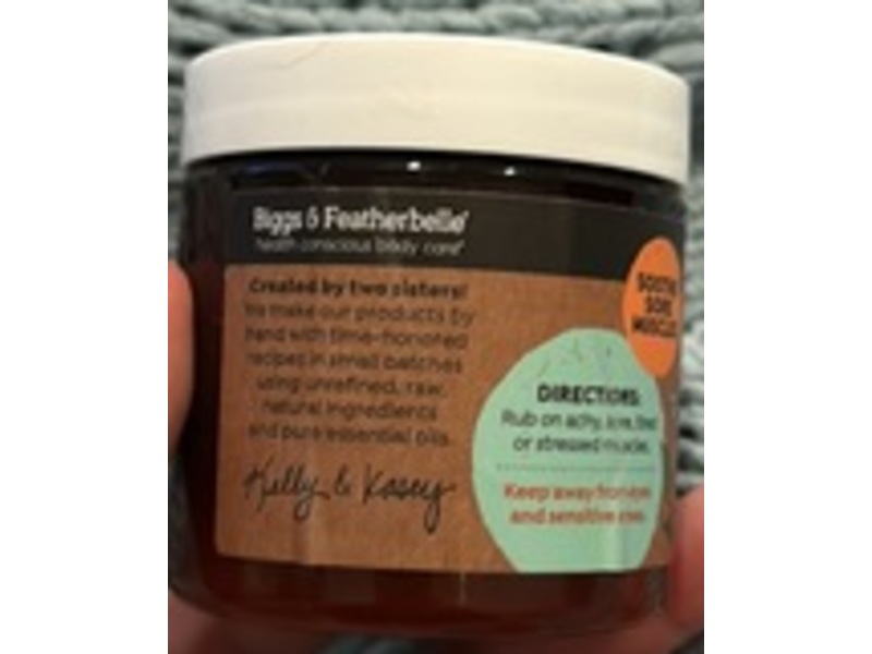 Biggs & Featherbelle Achy Muscle Balm, Menthol Camphor & Clay Sage, 3.5 oz/100 g
