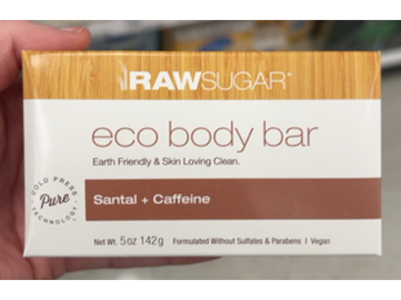 Raw Sugar Eco Body Bar, Santal + Caffeine, 5 oz/142 g