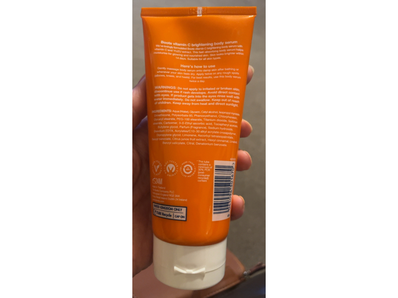 Boots Vitamin C Brightening Body Serum, 6.1 fl oz/180 mL