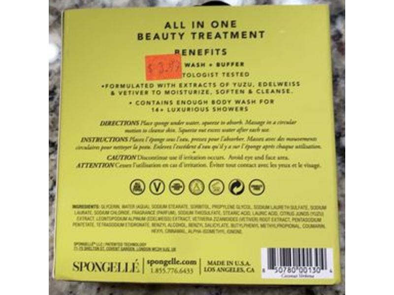 Spongelle Beyond Cleansing Body Wash, Coconut Verbena, 3 oz/85 g