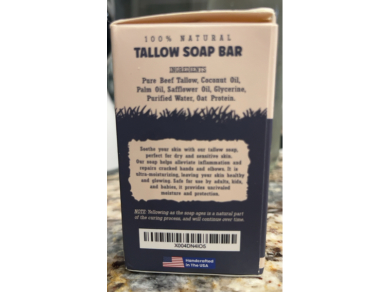 Natrulo Tallow Soap Bar, Unscented, 8 oz, Pack of 2