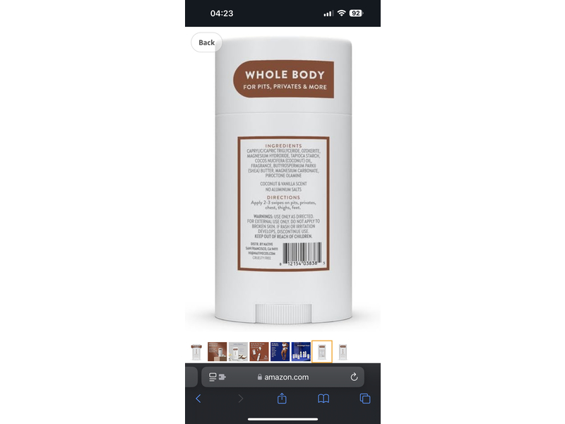 Native Deodorant, Coconut & Vanilla, 2.3 oz / 65 g