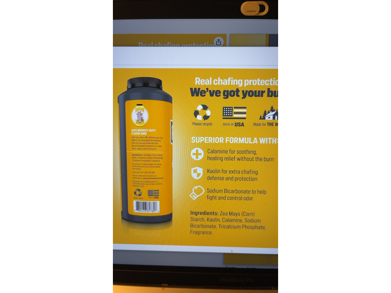 Anti Monkey Butt Body Powder, Calamine, 8 oz/227 g