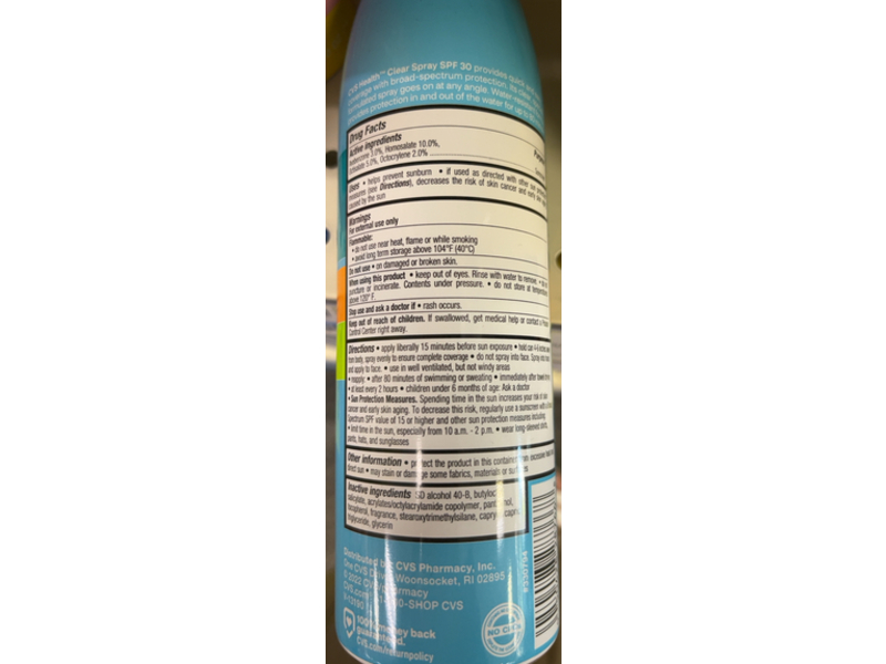 CVS Health Daily Protection Sunscreen, Clear Spray, SPF 30, 5.5 oz/156 g