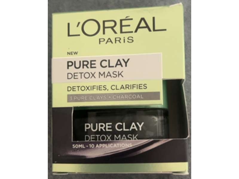 L’Oreal Paris Pure Clay Detox Mask, 3 Pure Clays + Charcoal, 1.69 fl oz/50 mL