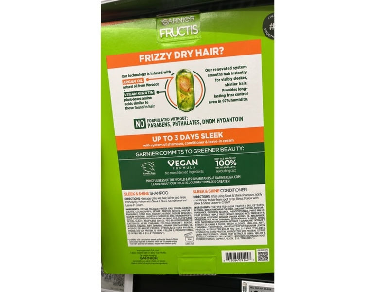 Garnier Fructis Sleek & Shine Frizz Control Shampoo & Conditioner Set, 33.8 fl oz/1L