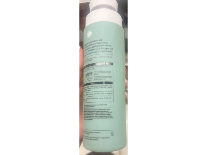 Naturium The Perfector Salicylic Acid Body Wash, Fragrance Free, 16.9 fl oz/500 mL