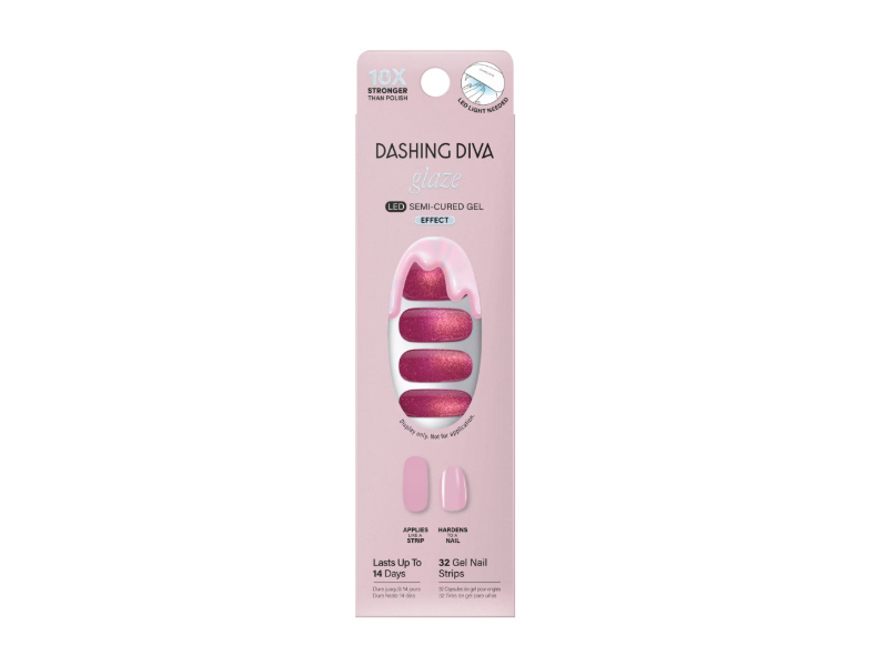 Dashing Diva Glaze LED Semi-Cured Gel Nail Strips, Rock Candy, 32 Counts