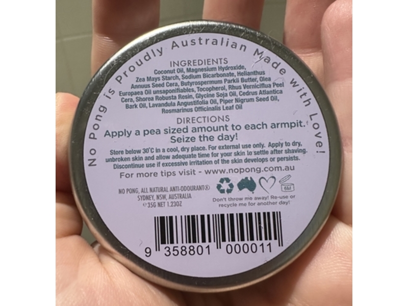 No Pong All Natural Anti Odourant, Cool Lavender, 1.23 oz/35 g