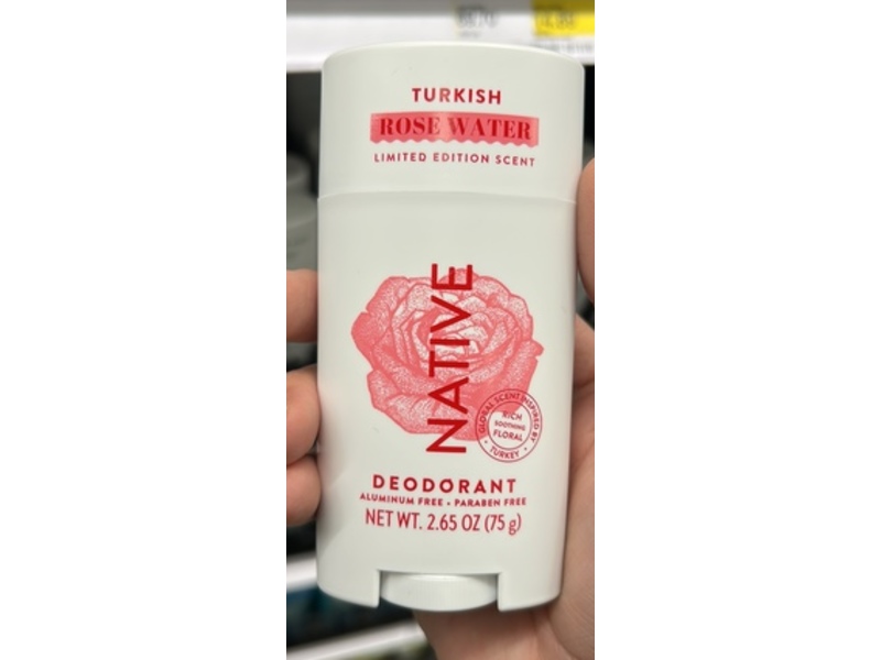 Native Deodorant Turkish, Rose Water, 2.65 oz/75 g