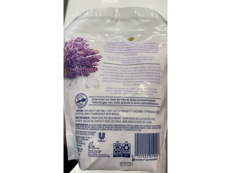 Dove Relaxing Care Foaming Bath Salts, Lavender & Chamomile, 28 oz/793 g