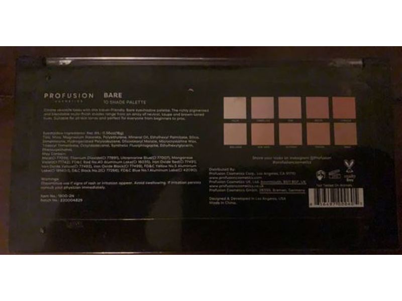Profusion Cosmetics Bare 10 Shade Eyeshadow Palette, 0.56 oz/16 g