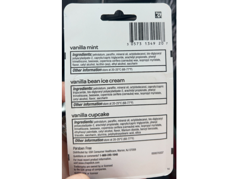 Chapstick Vanilla Favorites Lip Blam, Mint, Cupcake, Ice Cream Flavors, 0.15 oz/4 g