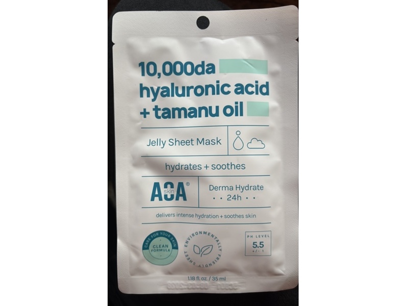 AOA Skin Jelly Sheet Mask, Hyaluronic Acid + Tamanu Oil, 1.18 fl oz/35 mL, 1 Count