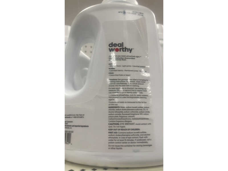 Deal Worthy Laundry Detergent, Fresh Scent, 64 Loads, 100 fl oz/2.95 L