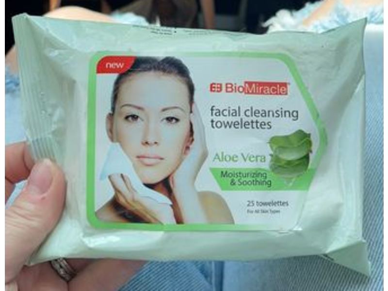 Bio-Miracle Facial Cleansing Towelettes, Aloe Vera, 25 Count
