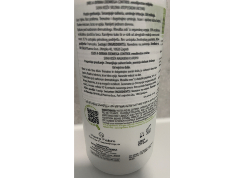 A-Derma Exomega Control Emollient Lotion, Anti-Scratching, 400 mL