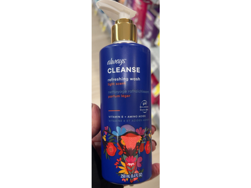 Always Cleanse Refreshing Wash, Light Scent, Vitamin E + Amino Acids, 8.4 fl oz/250 mL, Pack Of 2