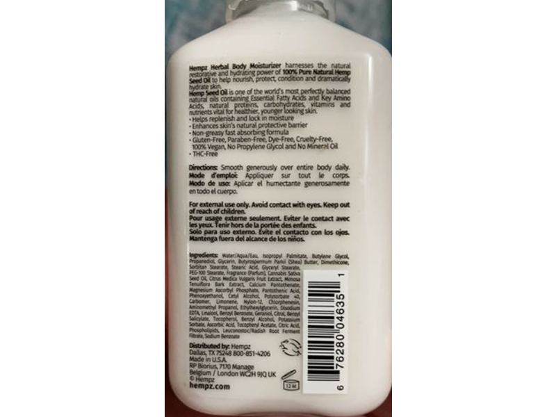 Hempz Fresh Fusions Energizing Herbal Body Moisturizer, Pink Citron & Mimosa Flower, 2.25 fl oz/66 mL